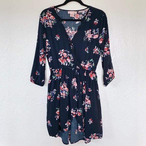 Band of Gypsies Dresses & Skirts - Navy Blue Floral Print Dress - Band Of Gypsies